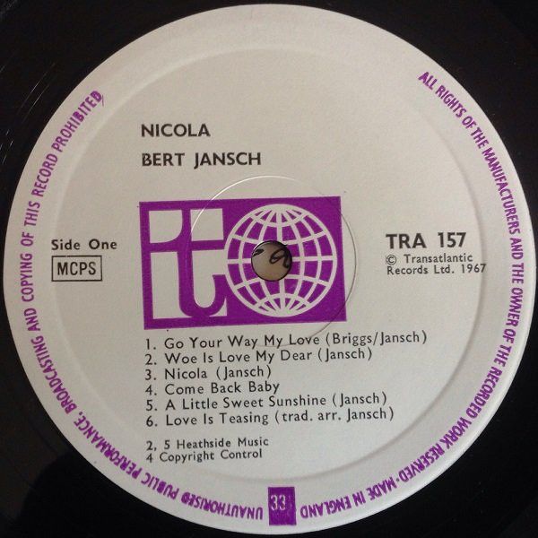 <em>Nicola</em> LP side one