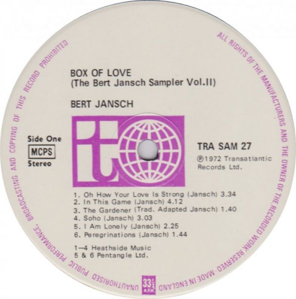 <em>Box of Love</em> LP side A detail