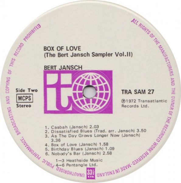 <em>Box of Love</em> LP side B detail