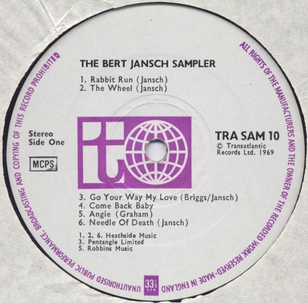 <em>The Bert Jansch Sampler</em> LP side A detail