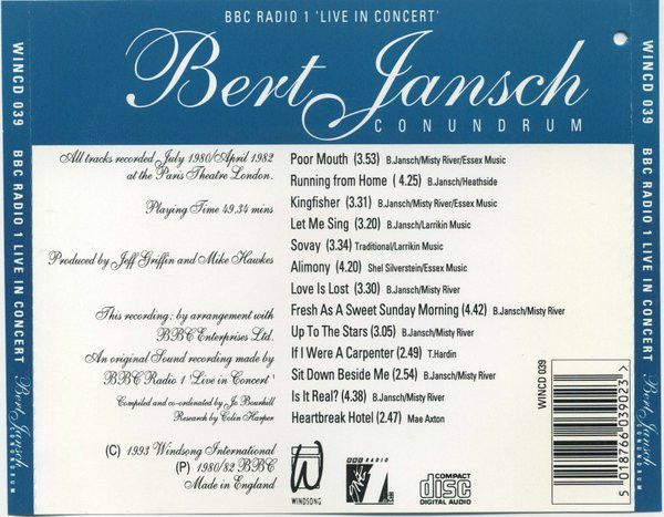 <em>BBC Radio 1 Live In Concert</em> back cover