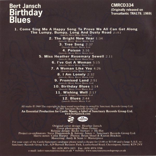 <em>Birthday Blues</em> booklet back