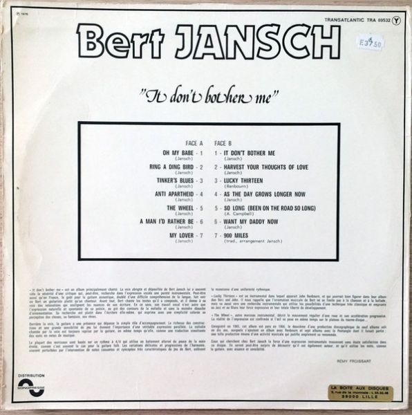 <em>It Don't Bother Me</em> back cover